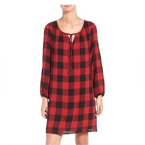 Madewell Signal Buffalo Check Tunic Dress Size M Red & Black Plaid NEW WITH TAG